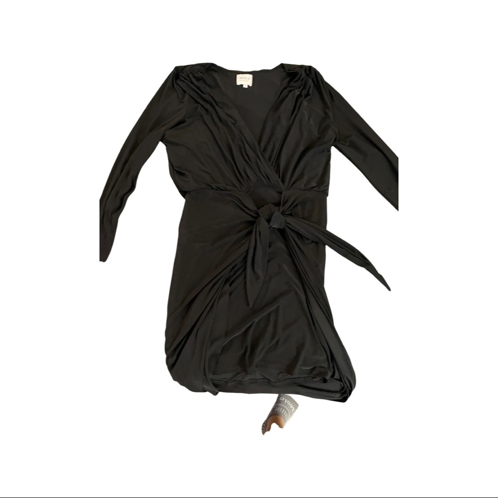 Misa low V wrap tie dress